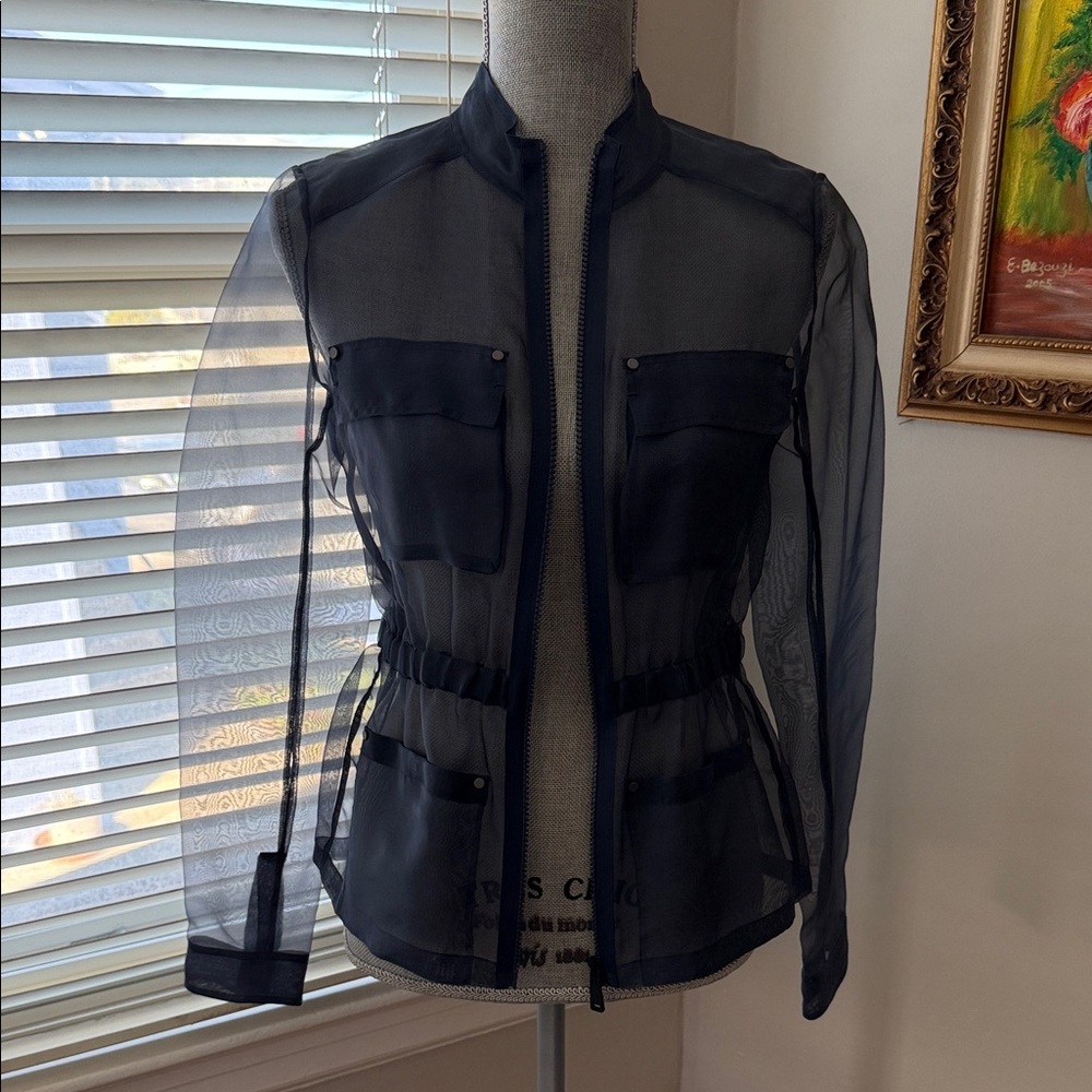 ELIE TAHARI 100% silk sheer jacket